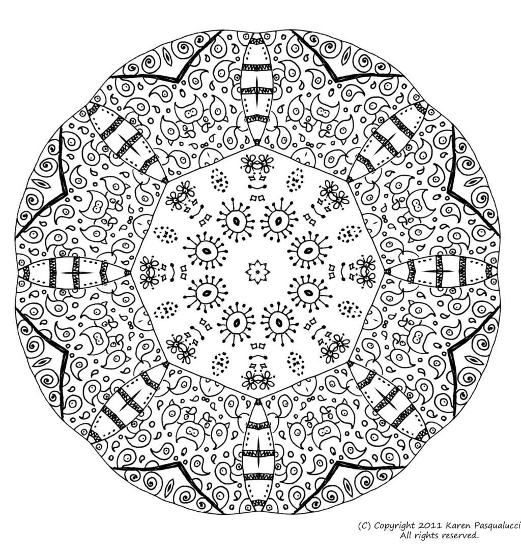 Coloriage Mandala géométrique symétrique pour adulte - Mandala à imprimer